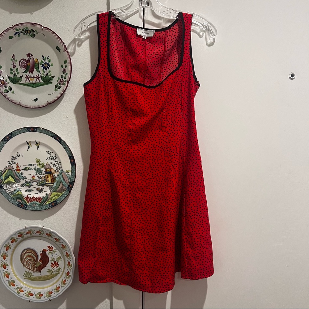 Rihoas Red Hearts Square Neck Mini Dress